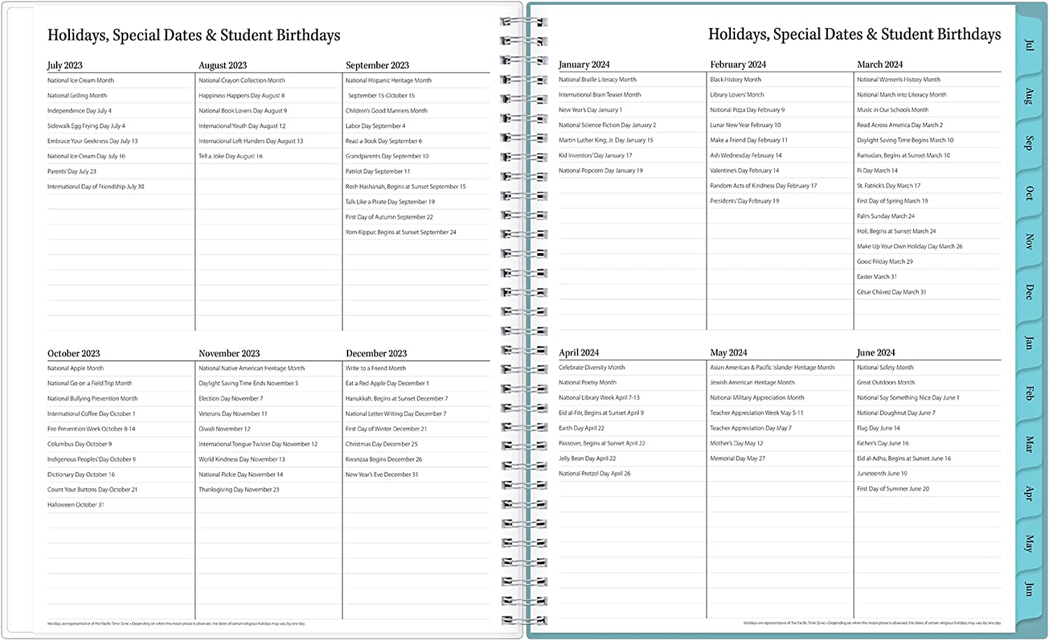 Blue Sky 2022-2023 Academic Year Teacher Weekly & Monthly Lesson Planner, 8.5" x 11", Flexible Cover, Wirebound, Dots (100330-A23) - Image 7